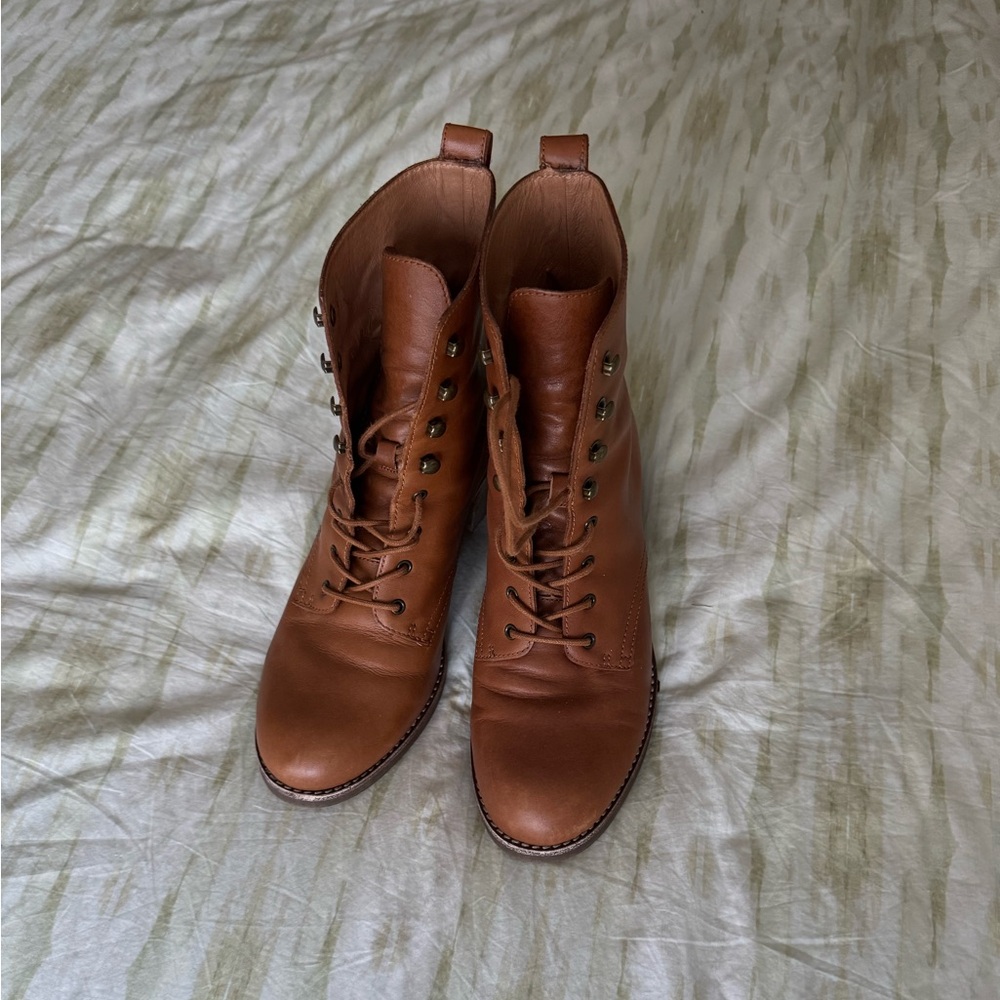 Madewell Brown Lace Up Leather Boots
